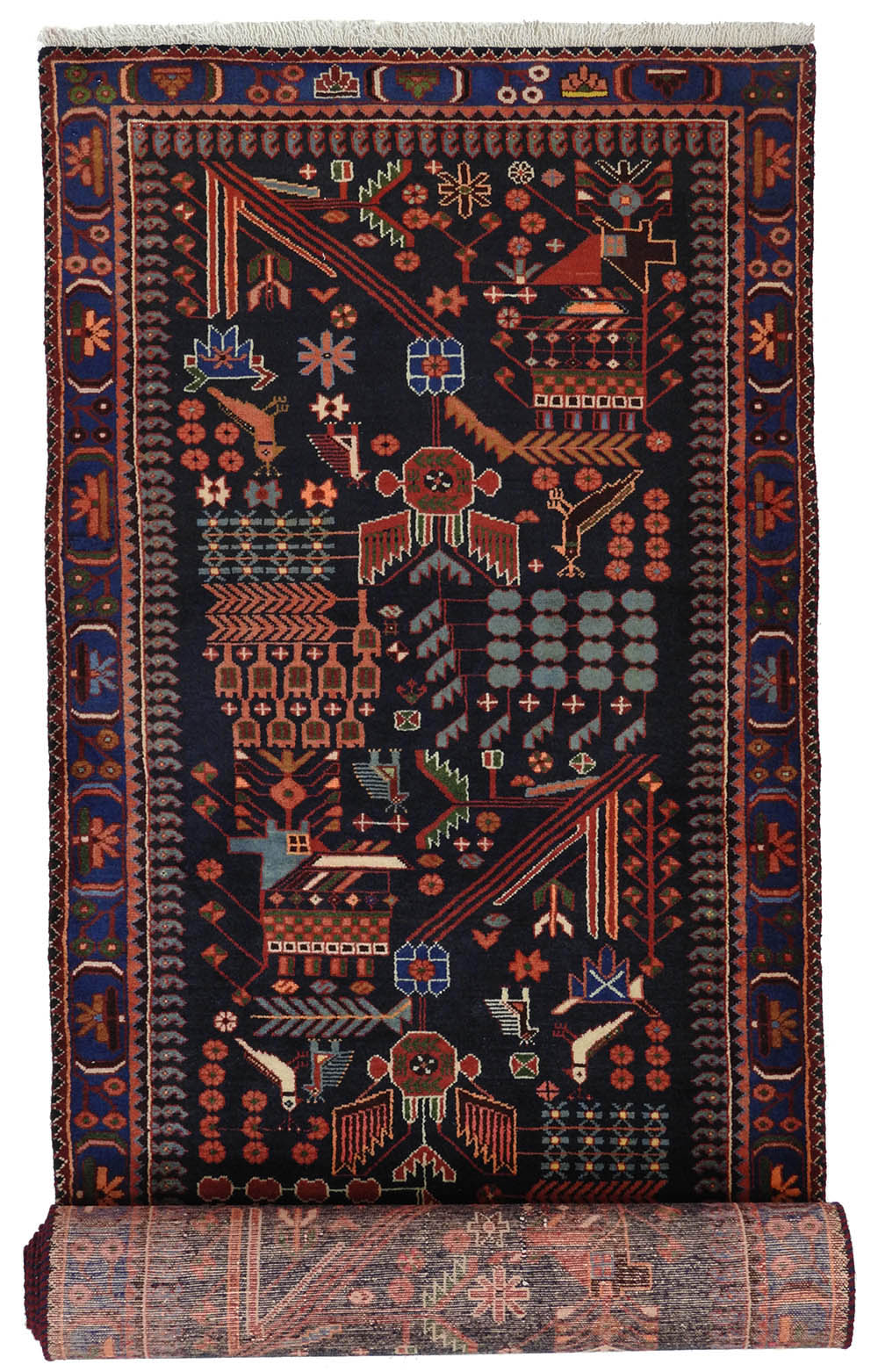 Persisk Tafresh Matta 104x385 - Handknuten - Blå/Röd/- (Persisk, Iran, Ull)