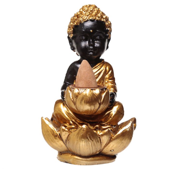 liten buddha och lotus backflow rökelse brännare