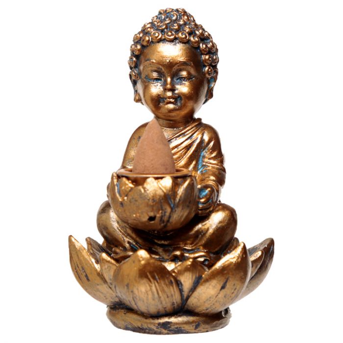 liten buddha och lotus backflow rökelse brännare