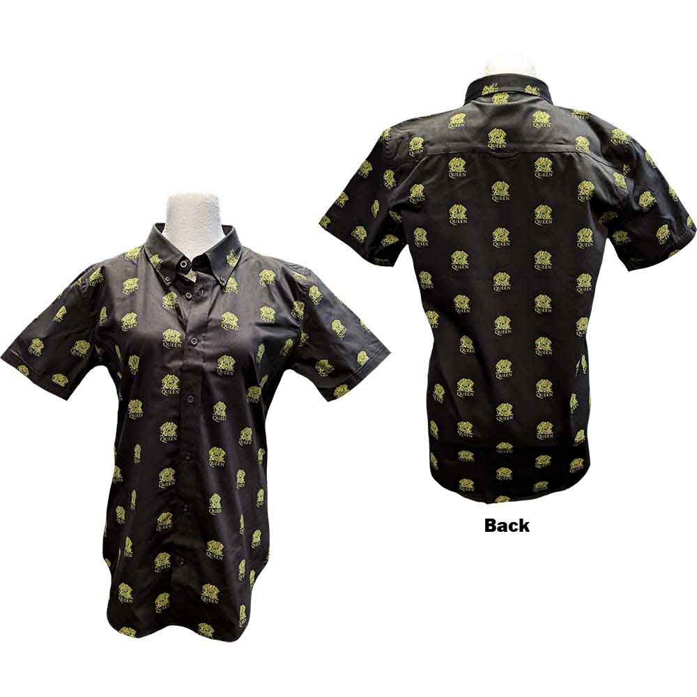 Queen Unisex Casual Shirt: Crest Pattern (All Over Print) (Small)