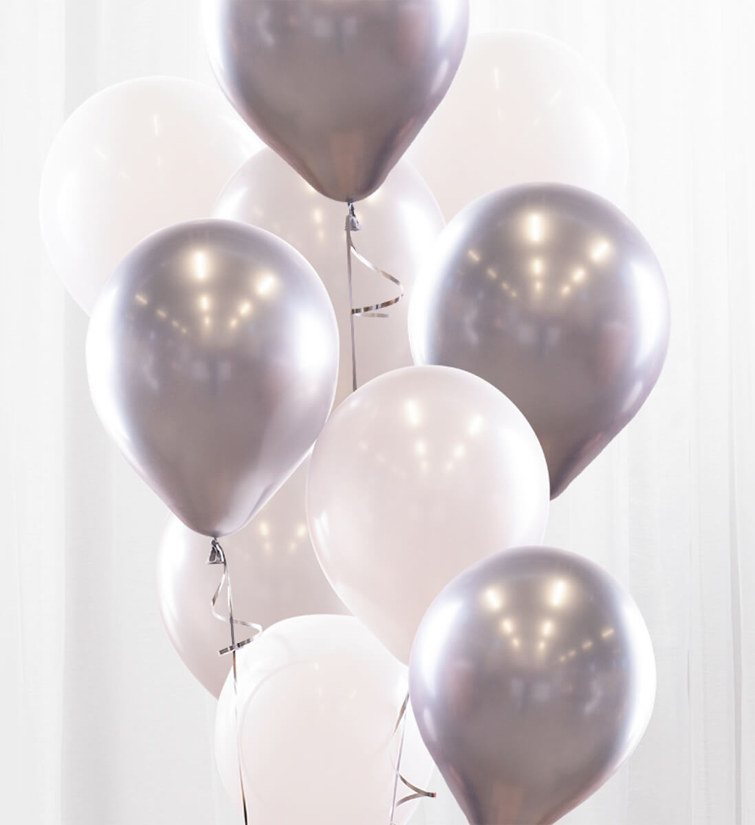Ballongbukett paket Silver Chrome