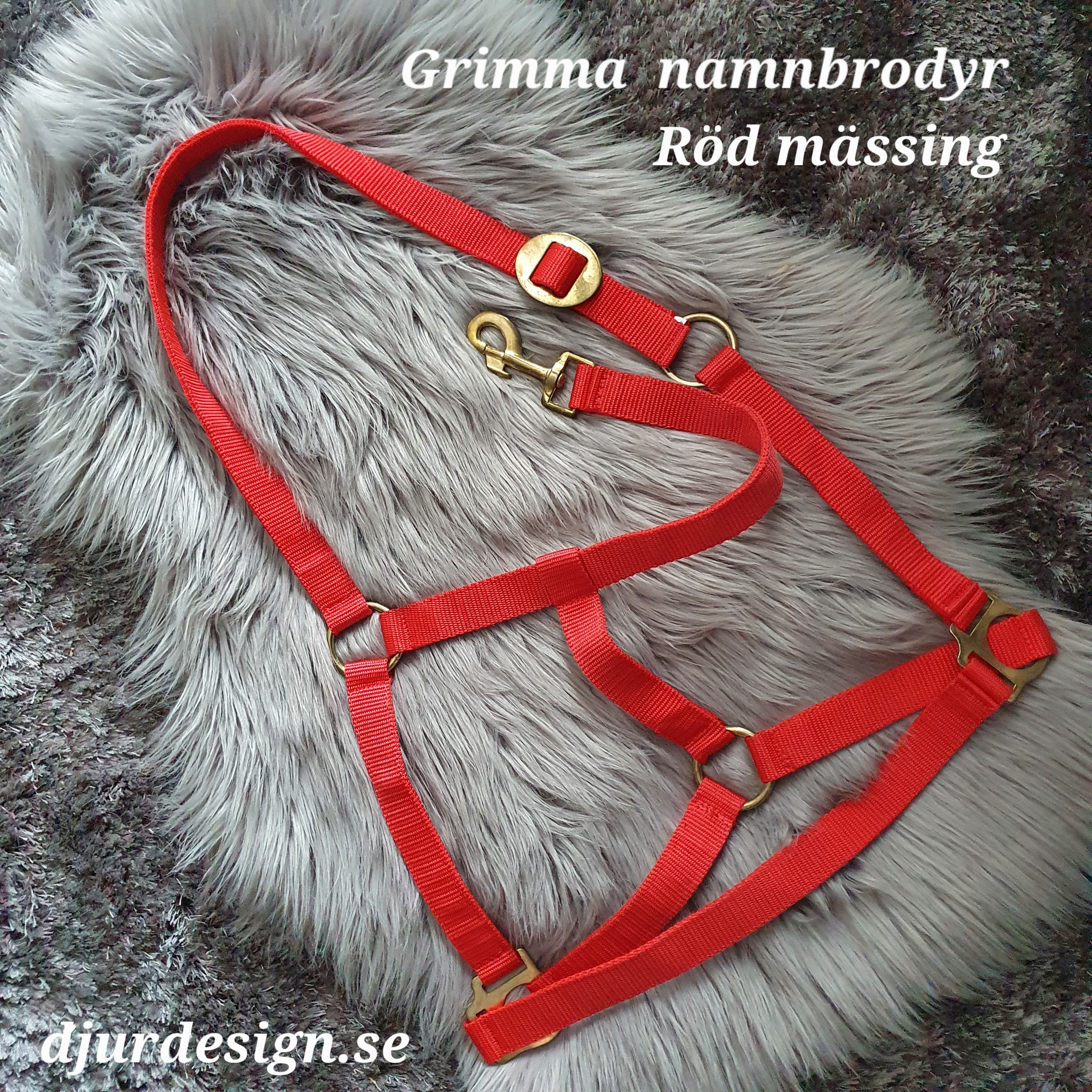 X-FULL Röd grimma mässing med namn / text brodyr  - 9