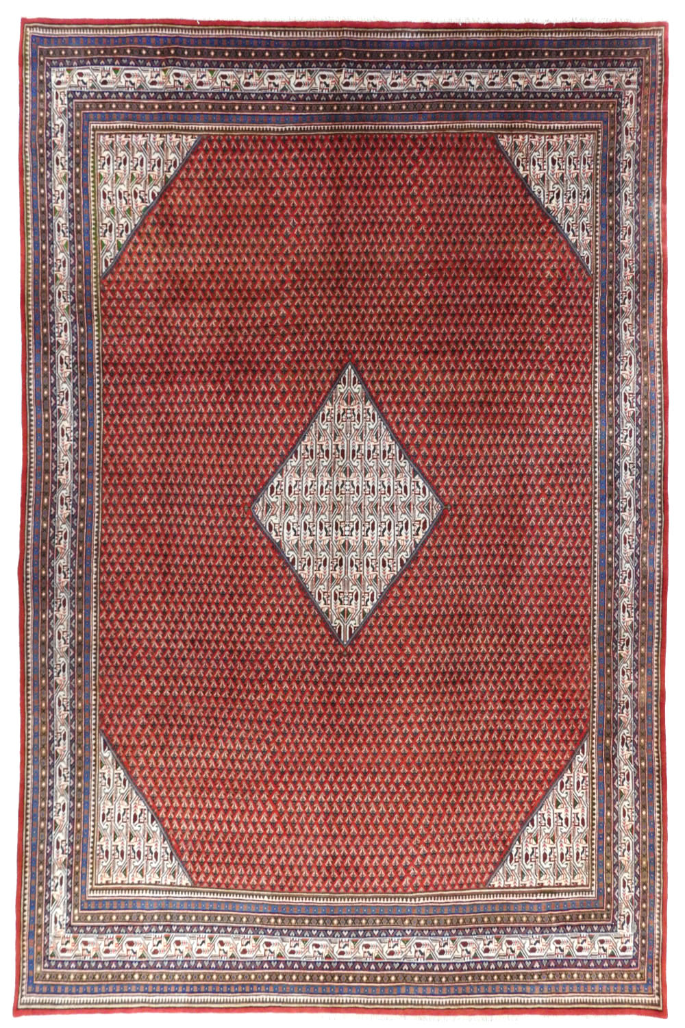 Persisk Sarouk Mir Matta 298x394 - Handknuten - Röd/Blå/Vit- (Persisk, Iran, Ull)
