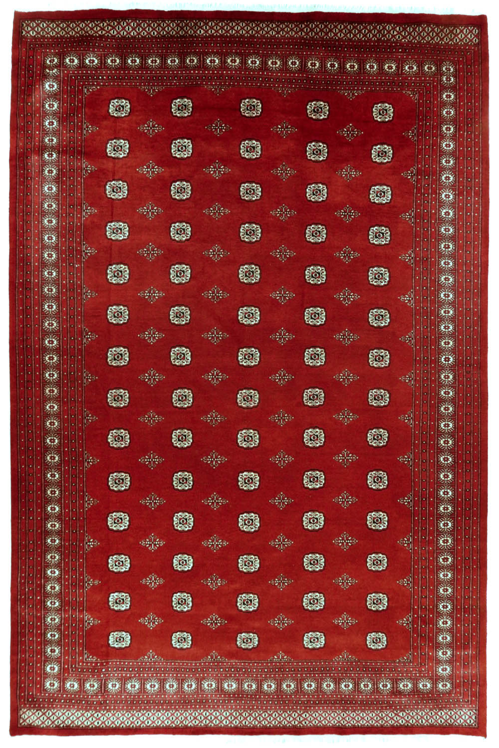 Orientalisk Bochara Matta 306x413 - Handknuten - Röd/Vit/Svart- (Pakistan, Ull)