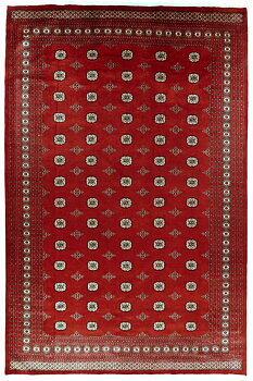Orientalisk Bochara Matta 306x413 - Handknuten - Röd/Vit/Svart- (Pakistan, Ull)