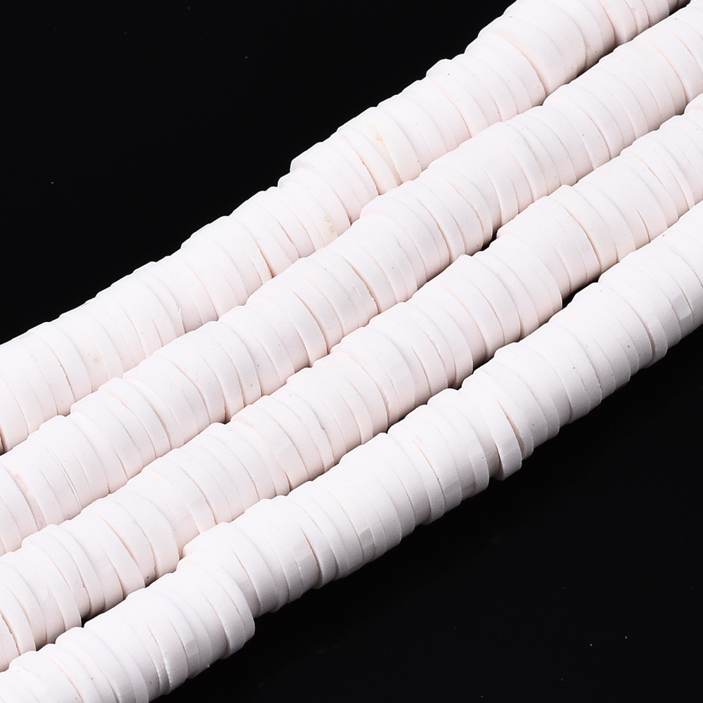 Heishi pärlor i fimo varmvit - 2
