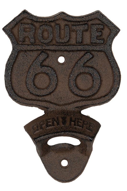 Bottle opener - Cap opener - Route 66 - Cast iron - 10x3x13 cm