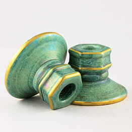 Josef Ekberg (1920s) Two Art Deco Candleholders with Luster Glaze 12 cm