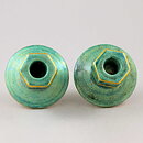 Josef Ekberg (1920s) Two Art Deco Candleholders with Luster Glaze 12 cm