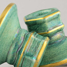 Josef Ekberg (1920s) Two Art Deco Candleholders with Luster Glaze 12 cm
