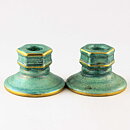 Josef Ekberg (1920s) Two Art Deco Candleholders with Luster Glaze 12 cm