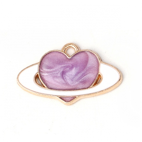 Charm enameld Heart planet , purple
