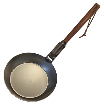 Edvardson small outdoor frying pan with folding wood handle