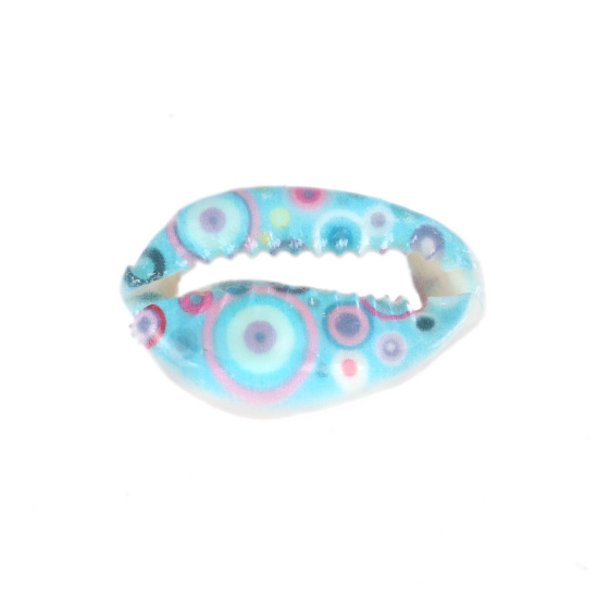 Charm  bead , snail conch, blue w  dots - 3