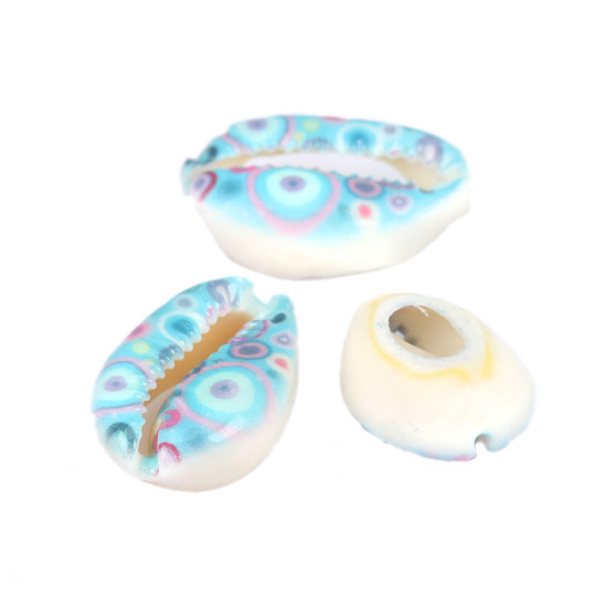 Charm  bead , snail conch, blue w  dots