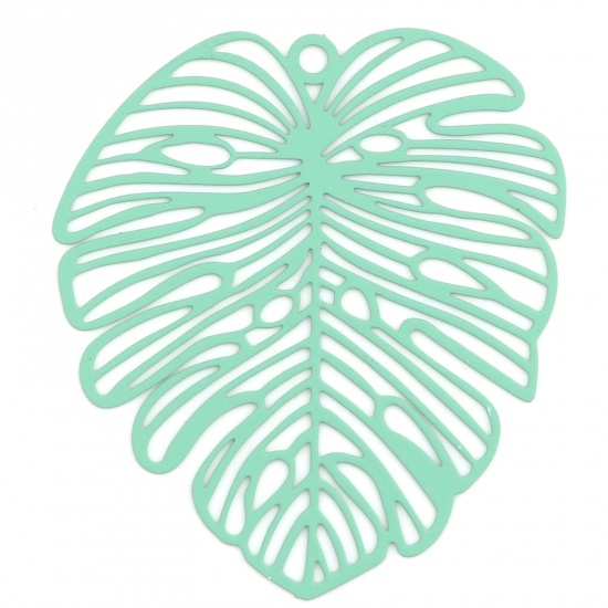 Berlock -  Blomma Monstera , spraymålad Blågrön