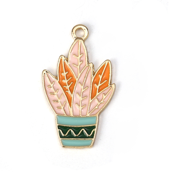 Berlock -  Enameld  Cactus Pot, pink/ BLue