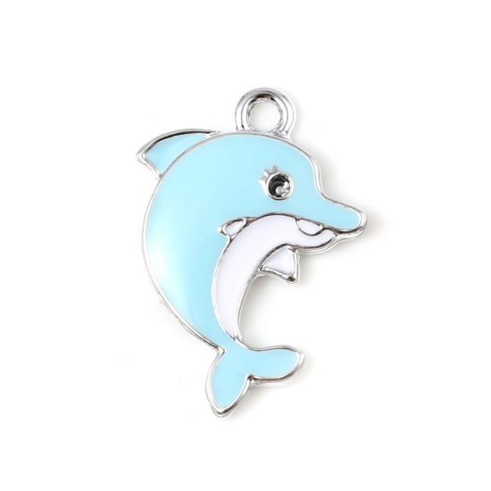 Berlock - Enameld Dolphin, blue