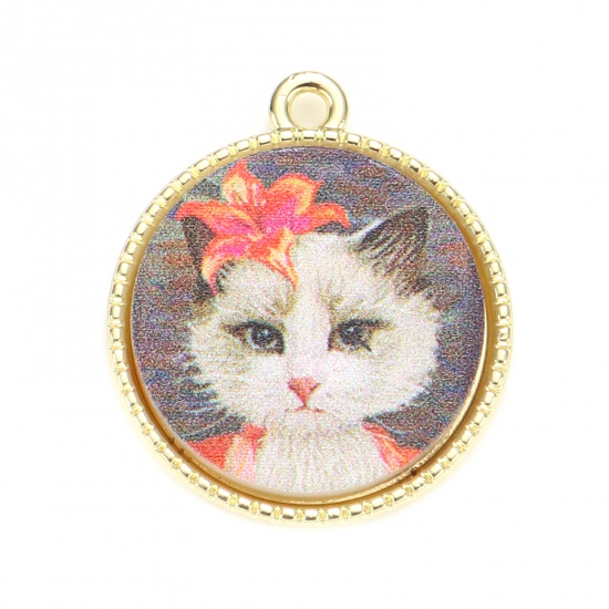 Berlock - Enameld round Cat