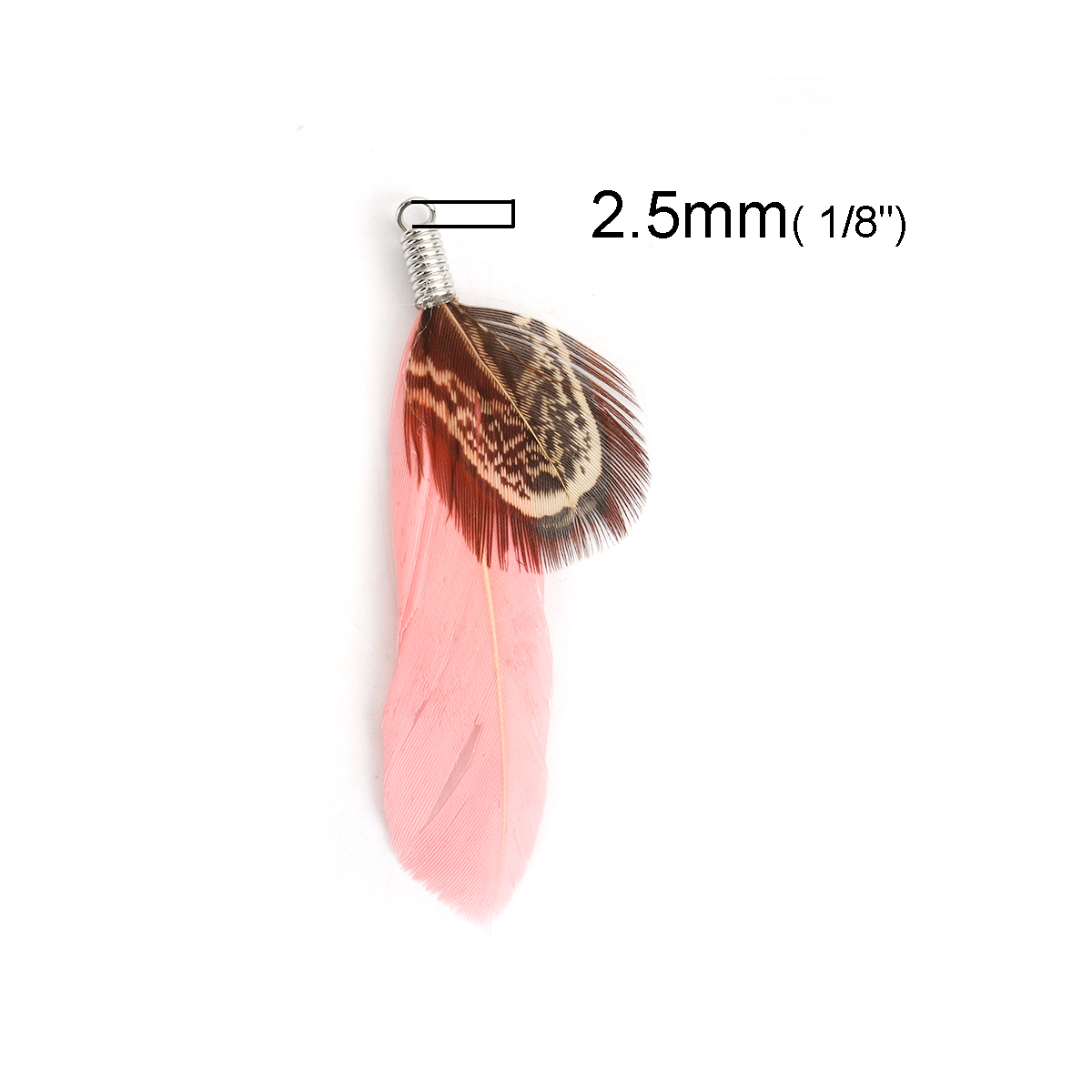 Berlock -/ Hänge - Fjäder m. fäste  Gås, Rosa 60mm - 2