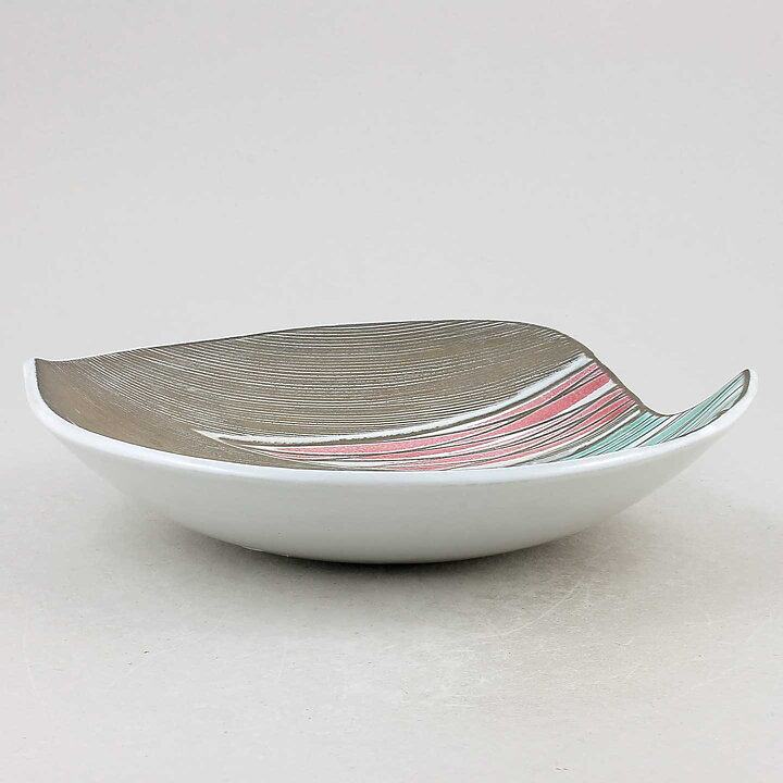 Mari Simmulson (Sagina 1959) Brown Bowl with Pastel Leafs Decor 20 cm