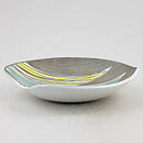 Mari Simmulson (Sagina 1959) Brown Bowl with Pastel Leafs Decor 20 cm