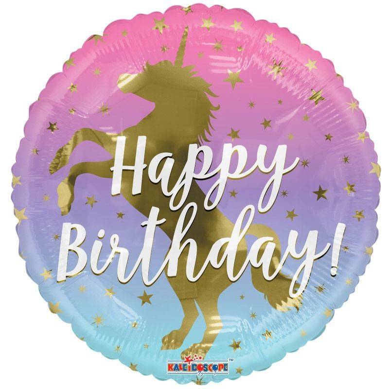 Folieballong | 46 cm | Enhörning "Happy Birthday"