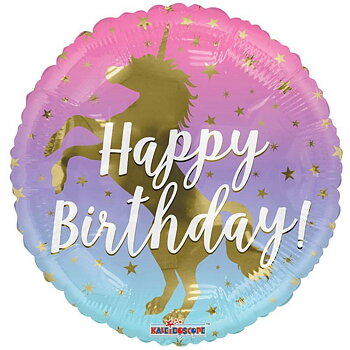 Folieballong | 46 cm | Enhörning "Happy Birthday"