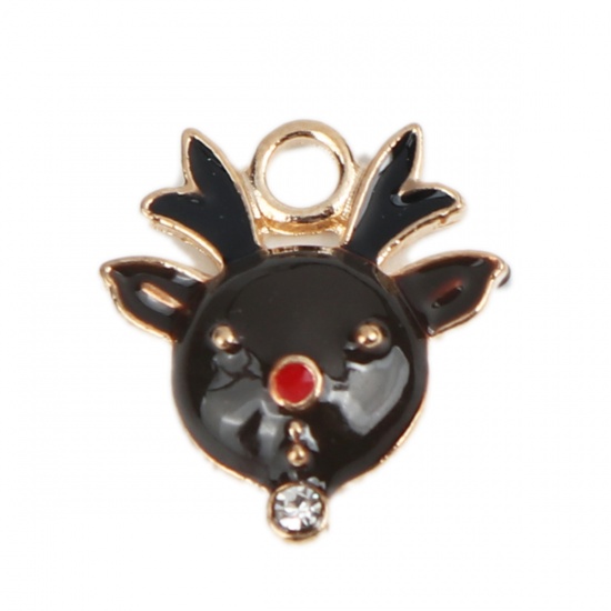 Berlock - Enameld reindeer, brown rhinestone