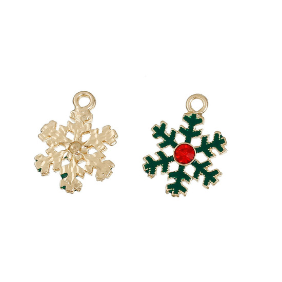 Berlock - Enameld snowflake, green - 2