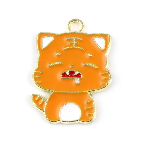Berlock - Emaljerad Katt, Orange