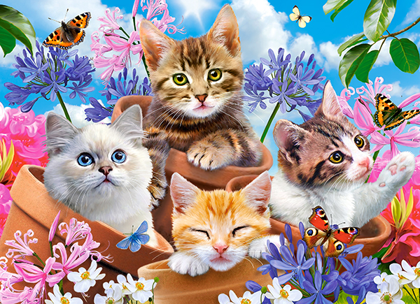 Kittens with Flowers, 70-bitarspussel (B-070107)