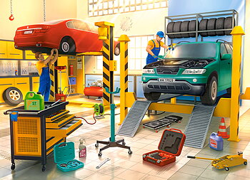 Car Workshop, puslespil med 100 brikker (B-111206)