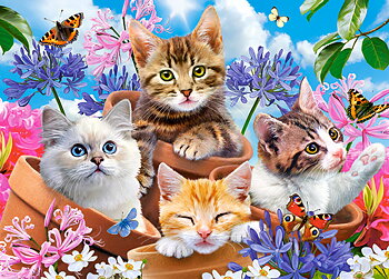 Kittens with Flowers, 120-bitarspussel (B-13524)