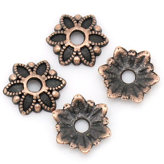 bead hats, 7mm, Copper Flower - 2