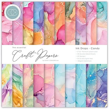 CRAFT CONSORTIUM-Essential Craft Papers 6x6 Inch Paper Pad Ink Drops Candy