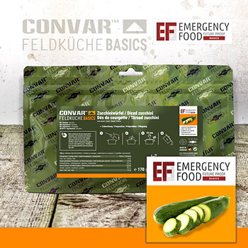 Convar Emergency Food | Zucchiniwürfel | Gefriergetrocknete Lebensmittel | 170g