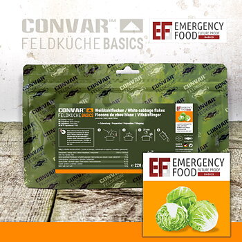 Convar Emergency Food | Weißkohlflocken | Gefriergetrocknete Lebensmittel | 220g
