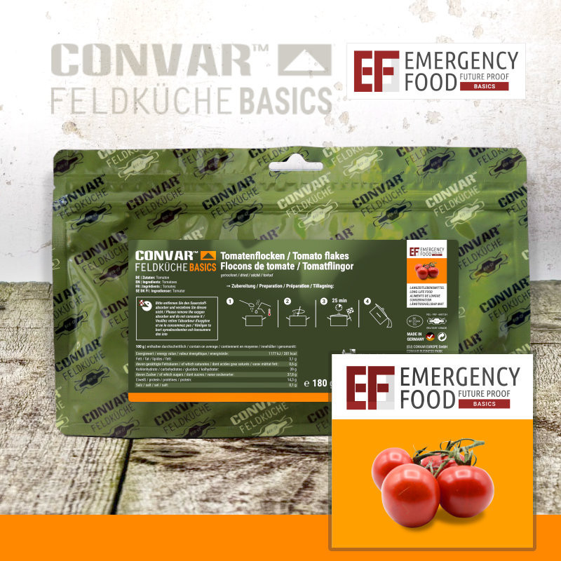Convar Emergency Food | Tomato flakes | Frystorkad mat | 180g
