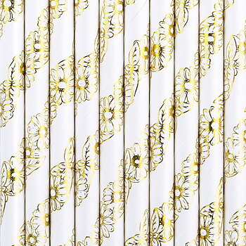 Sugrör i papper, guld, 19.5cm