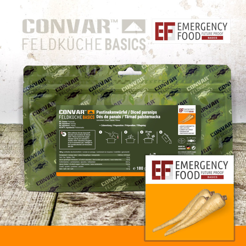 Convar Emergency Food | Parsnip cubes | Frystorkad mat | 180g