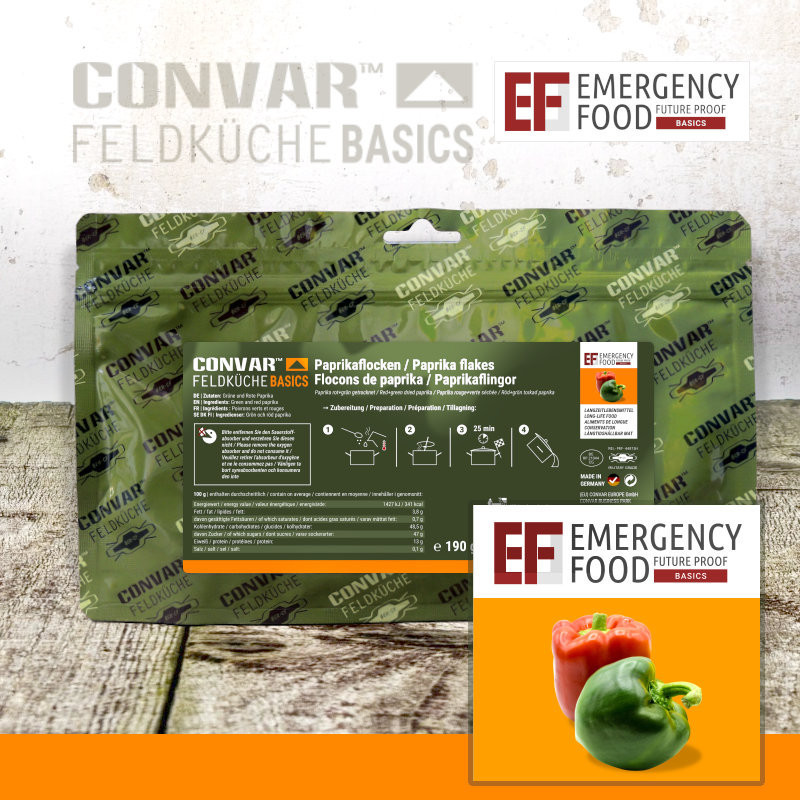 Convar Emergency Food | Red & green bell pepper | Frystorkad mat | 190g