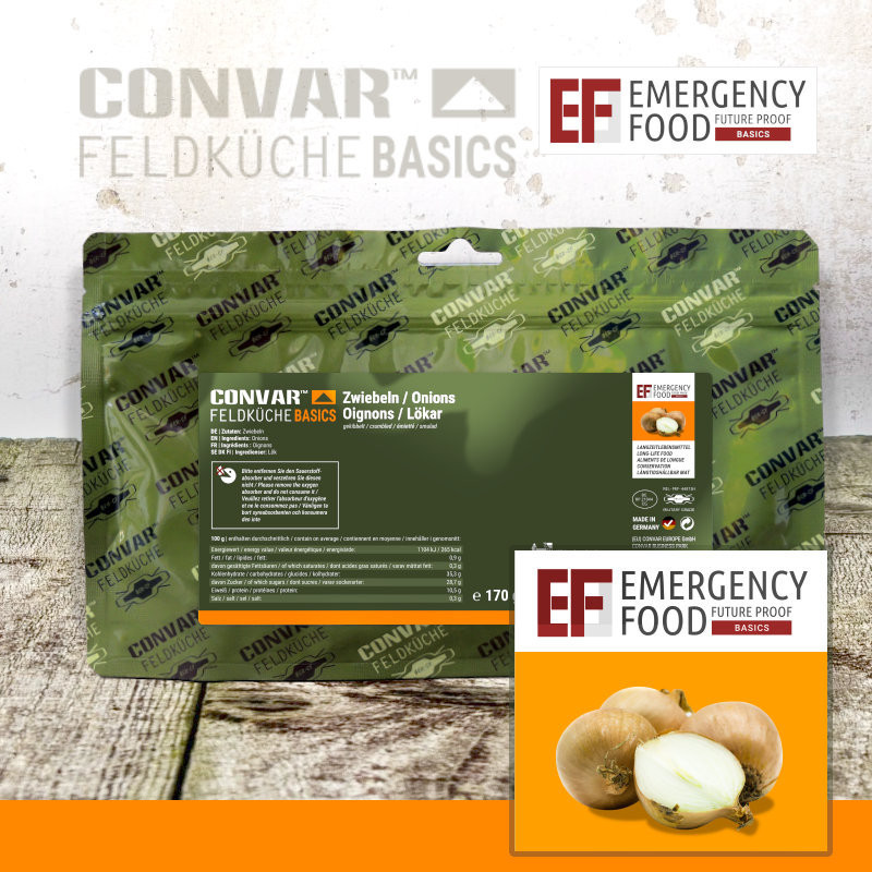 Convar Emergency Food | Onions kibbled | Frystorkad mat | 170g