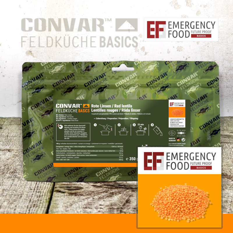 Convar Emergency Food | Red Lentils | Frystorkad mat | 350g