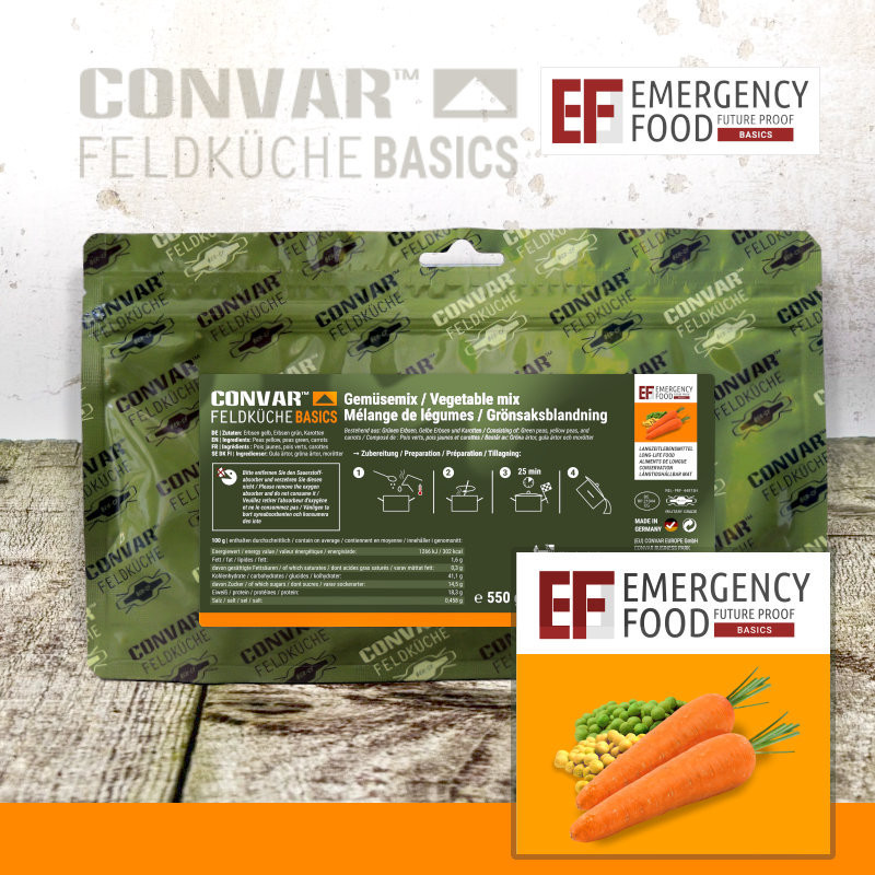 Convar Emergency Food | Vegetable mix | Frystorkad mat | 550g