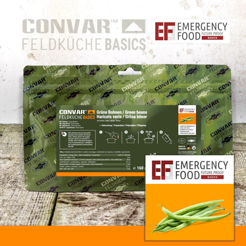 Convar Emergency Food | Green beans | Frystorkad mat | 160g