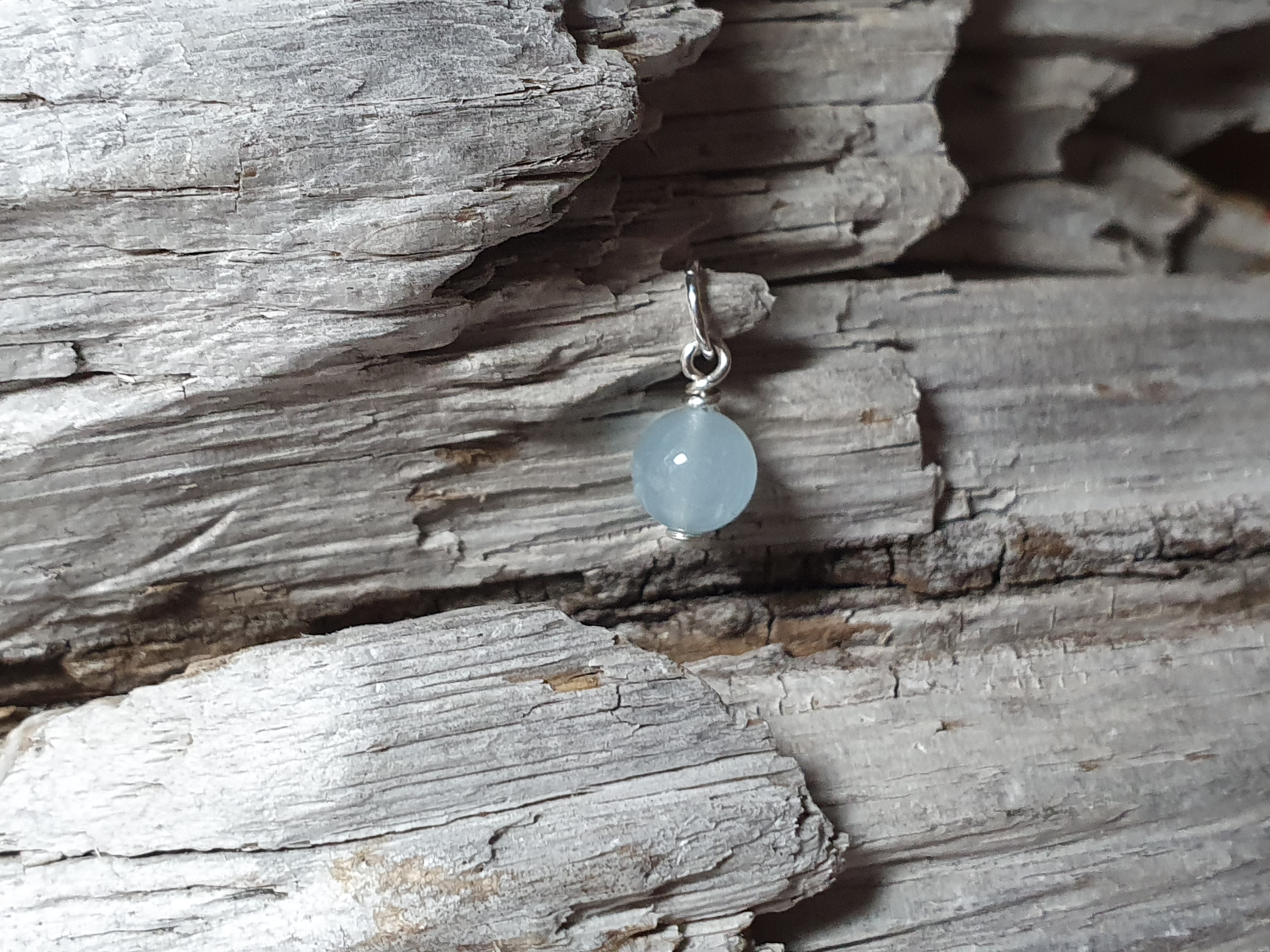 Aquamarine pendant ball approx. 6mm 925-silver ( March ) - 2
