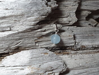 Akvamarin hänge kula ca. 6mm 925-silver ( mars )