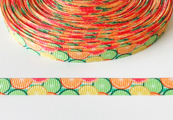 Printed ribbon Citrusslices 10mm - 2