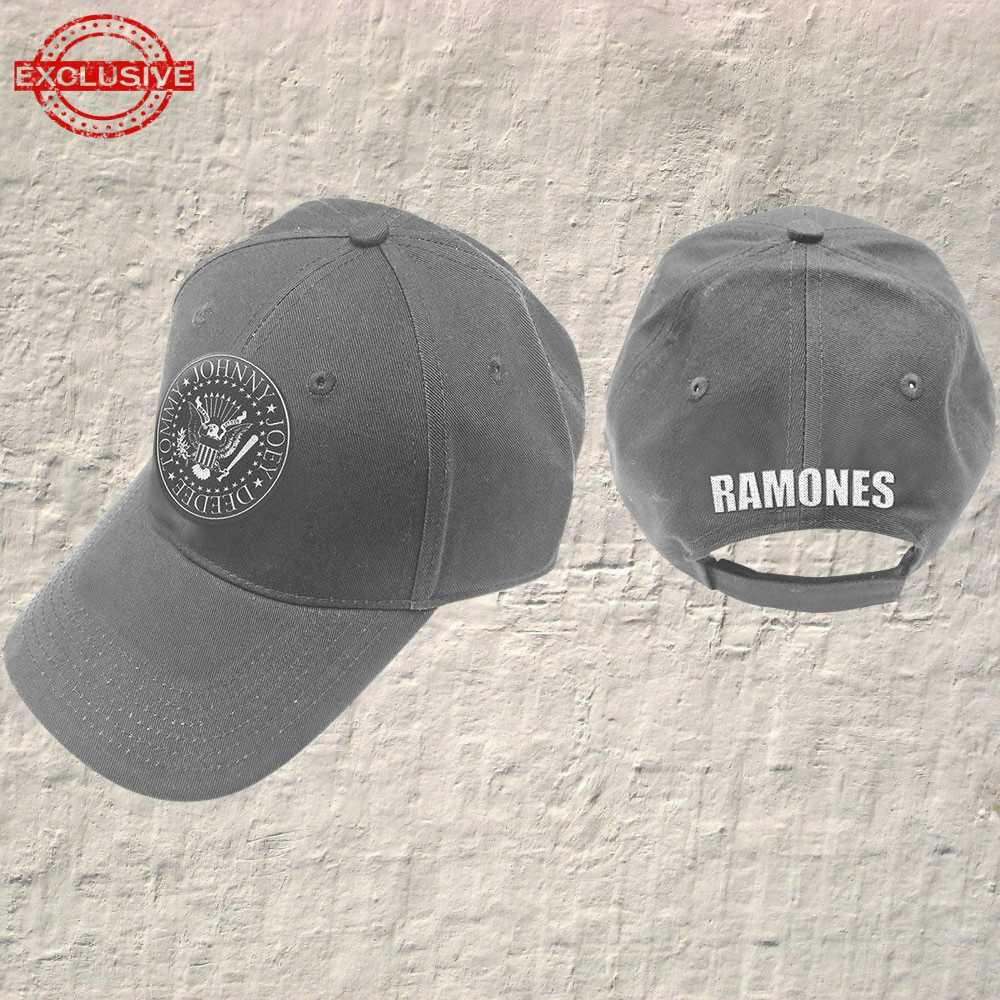 RAMONES - BASEBALL CAP,  LOGO SILVER GREY
